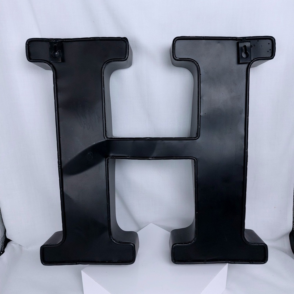 Black Metal 3D Letter "H" Matte Black 12"x13"x2" Metal Initial Sign Decor Gift - Picture 2 of 5